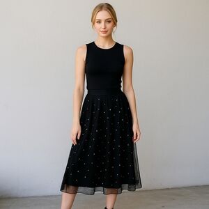 Double Heart Sheer Multicolor Pearl Skirt Size 1X Tulle A Line Swing Flare